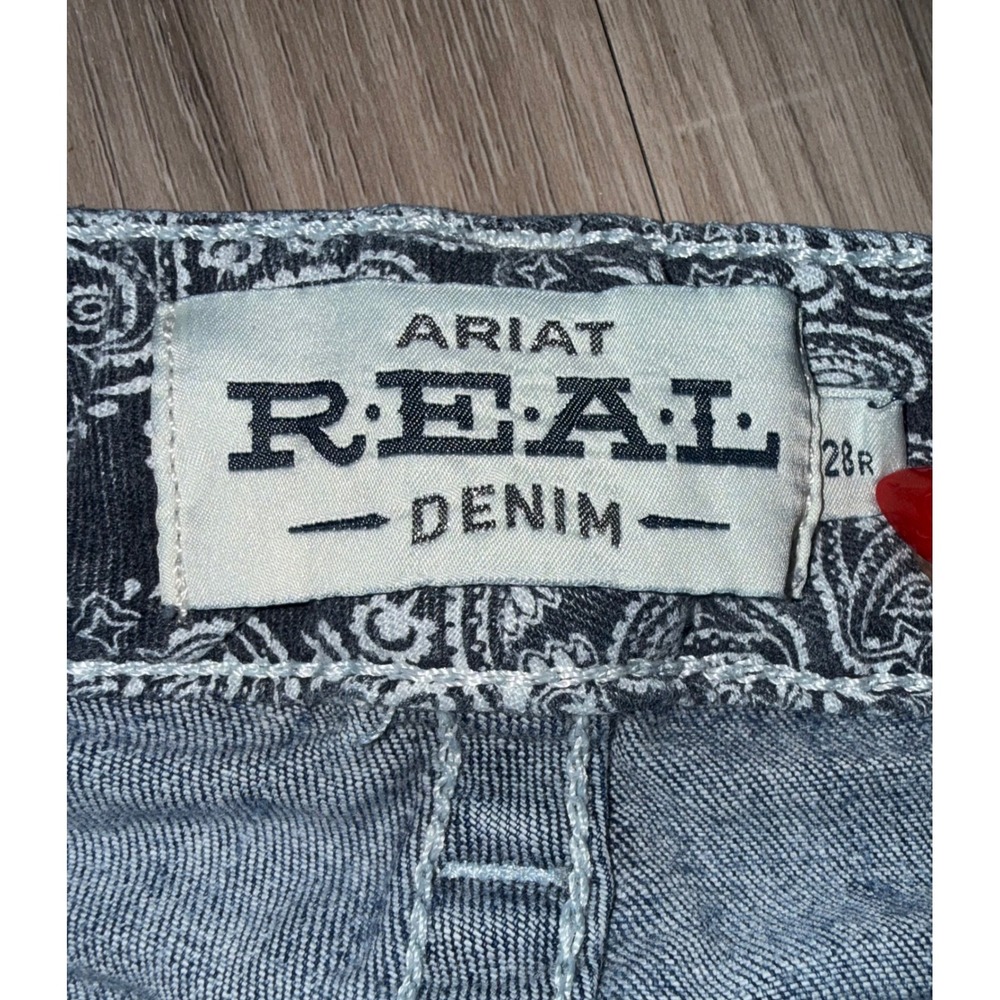 Ariat Real Denim Womens Mid Rise Bootcut Jeans Medium Wash Blue 28R Embroidery